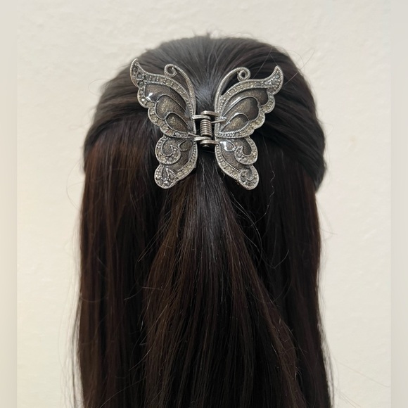 Marcasite Accessories - Marcasite Butterfly Hair Claw Clip